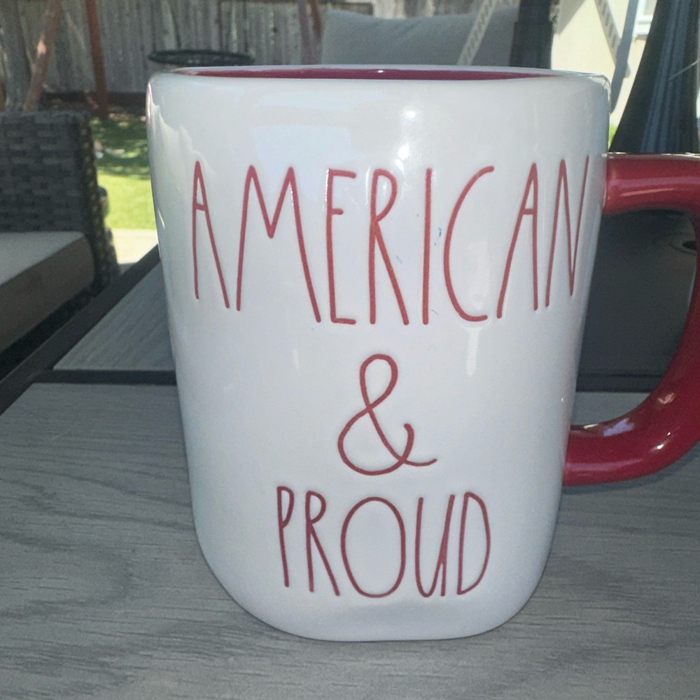 Rae Dunn Artisan Collection Mug Red/White American & Proud